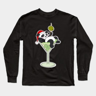 Christmas Quarantini Panda Drink - Santa in glass for girls Long Sleeve T-Shirt